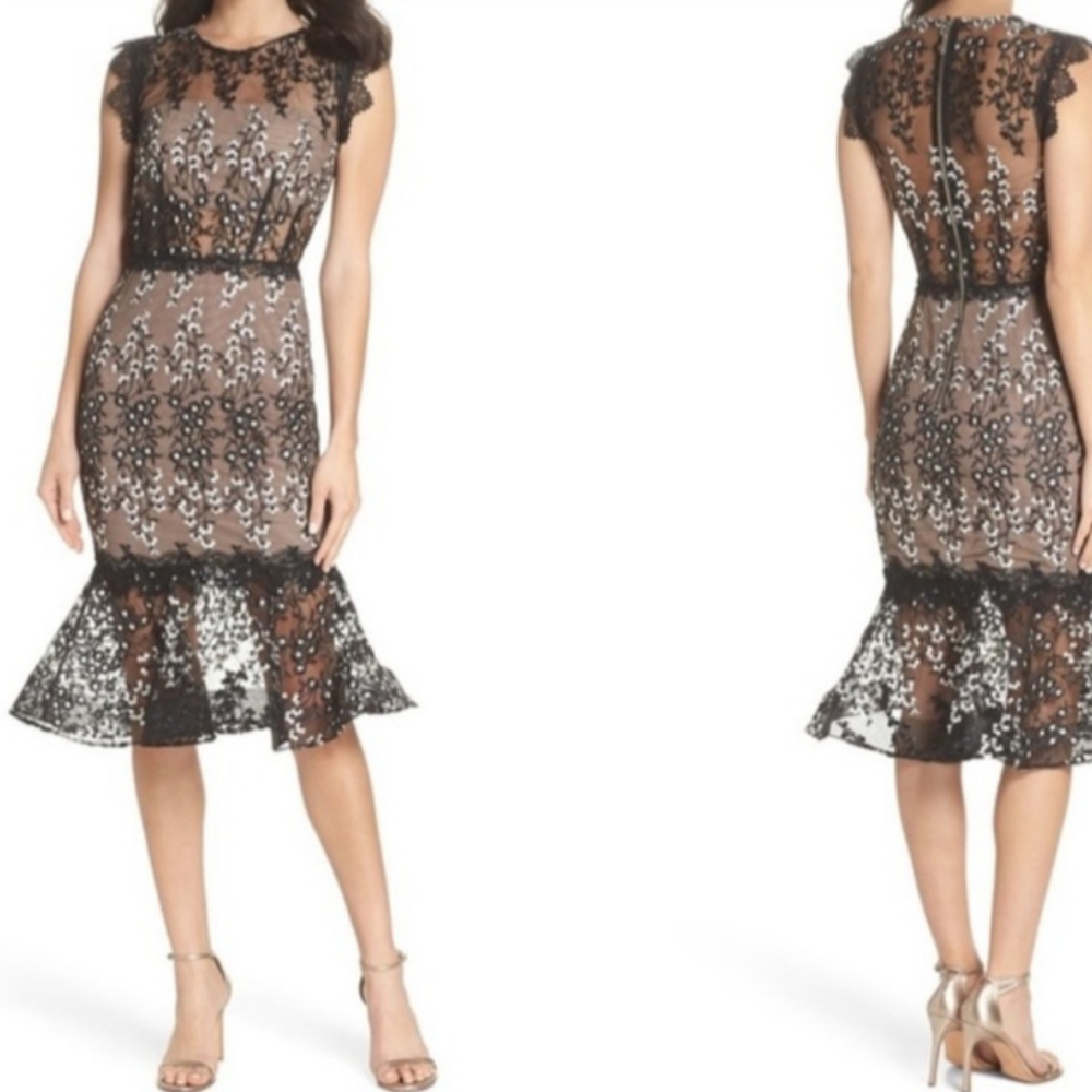 BRONX & BANCO DALIA SLEEVELESS LACE MIDI DRESS